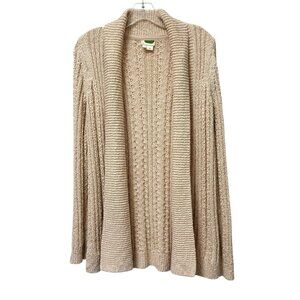 Anthropologie t.la Knit Cardigan Sweater Womens XS Beige Open Front Shawl Collar